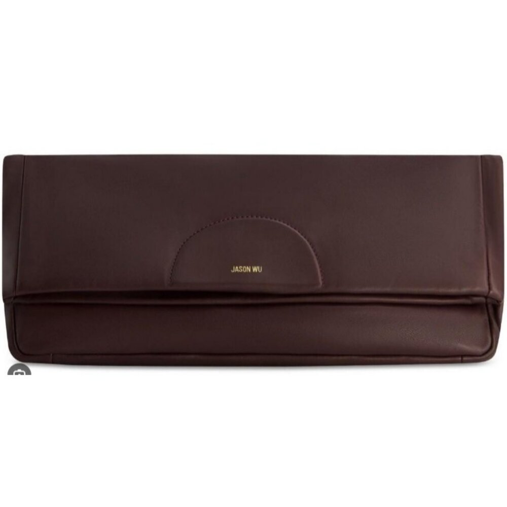 JASON WU Duvet leather foldover large clutch + Dust bag -Grape/ Dark purple